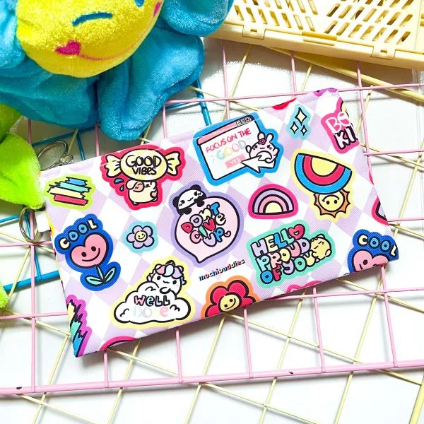 Mochi Buddies Good Vibes Only Lilac Wristlet Pouch