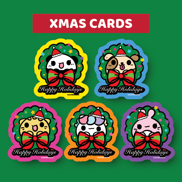 Mochi Buddies Christmas Wreath Card