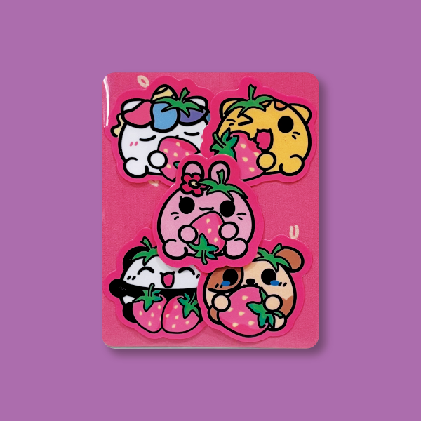 Mochi Buddies Fruit Pink Strawberry Sticker Pack