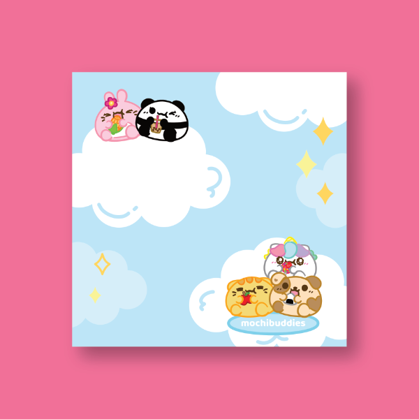 Mochi Buddies In The Cloud Handmade Memo Pad