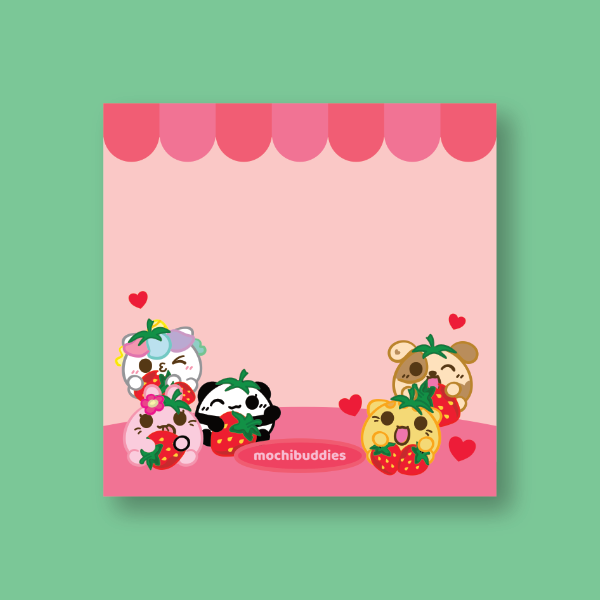 Mochi Buddies Fruity Strawberry Handmade Memo Pad