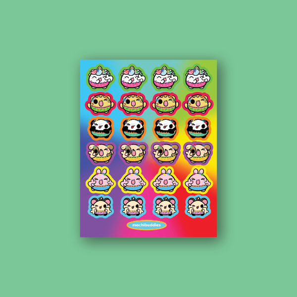 Mochi Buddies Retro Style Sticker Sheet