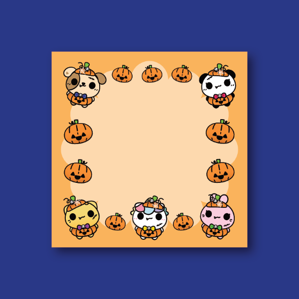 Mochi Buddies Halloween Pumpkin Handmade Memo Pad